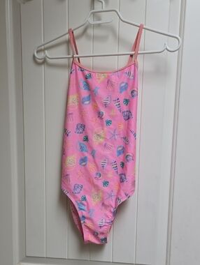 George XL Kids Girls' Pink Seashell One-Piece Swimsuit